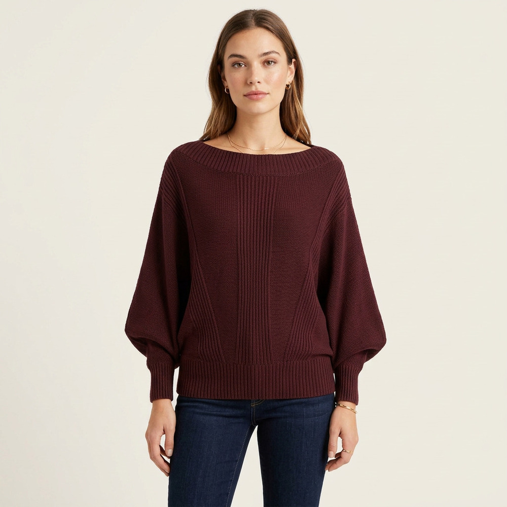 Ann Taylor Burgundy Knit Dolman Poncho Sweater S
